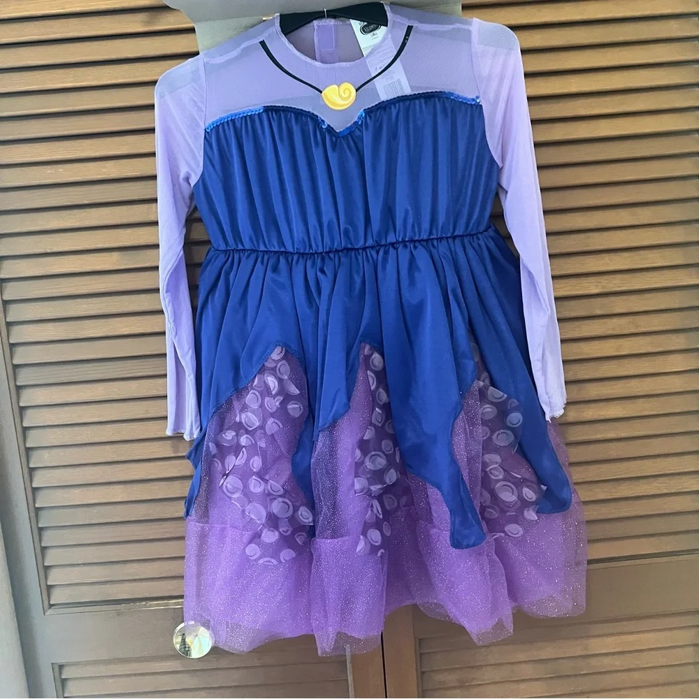 Disney villains Ursula costume dress and wig set Halloween S 6 girls kids NEW